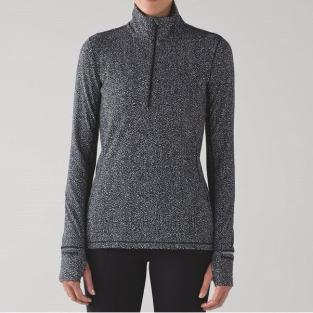 Lululemon Outrun Extra Mile Reflective Luon Ripple Heathered Black Pullover